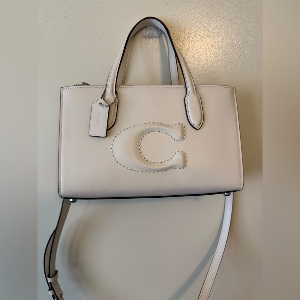 Coach Ivory Satchel with Embossed Logo